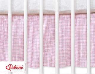 Falbanka maskująca do łóżeczka 120x60cm - kratka różowa