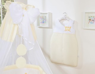 Śpiworek dla dzieci bawełniany M 6-12 mcy TOG 2.5 całoroczny ocieplany - Little Princess kremowy