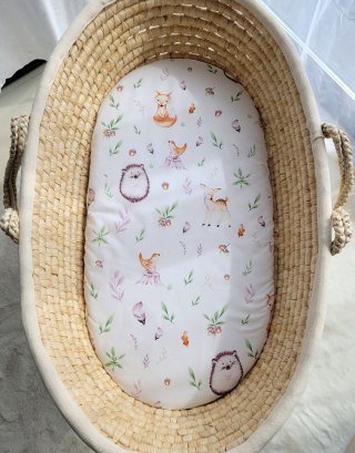 Prześcieradło bawełniane do wózka gondoli kosza Mojżesza Boho 75x35 cm - Leśna dellikatność