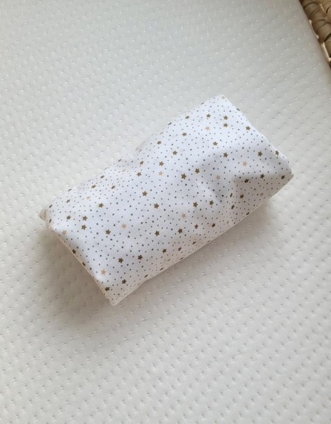 Prześcieradło bawełniane do wózka gondoli kosza Mojżesza Boho 75x35 cm - Mini gwiazdki złote