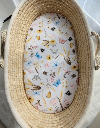 Prześcieradło bawełniane do wózka gondoli kosza Mojżesza Boho 75x35 cm - Summer meadow