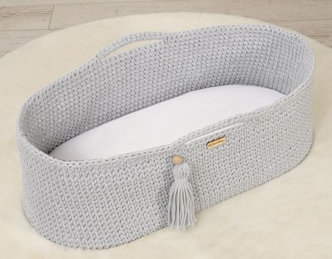 Prześcieradło bawełniane do wózka gondoli kosza Mojżesza Boho 75x35 cm - białe
