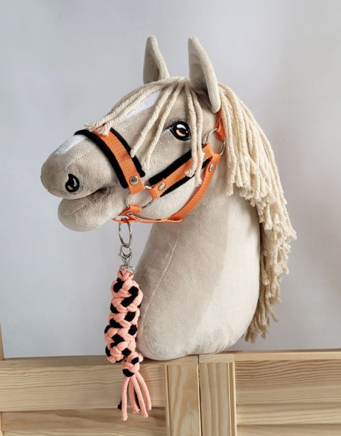 Uwiąz dla konia Hobby Horse pleciony ze sznurka - czarno-pomarańczowy