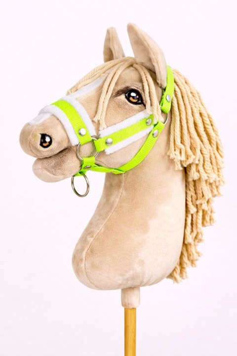 Kantar regulowany dla konia Hobby Horse A3 neon green białym futerkiem