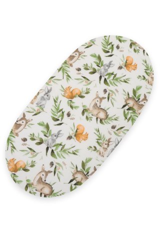 Prześcieradło bawełniane do wózka gondoli kosza Mojżesza Boho 75x35 cm - Woodland green