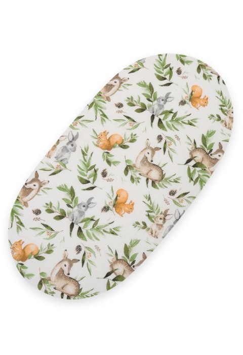 Prześcieradło bawełniane do wózka gondoli kosza Mojżesza Boho 75x35 cm - Woodland green