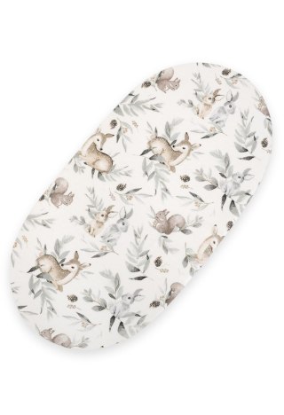 Prześcieradło bawełniane do wózka gondoli kosza Mojżesza Boho 75x35 cm - Woodland olive