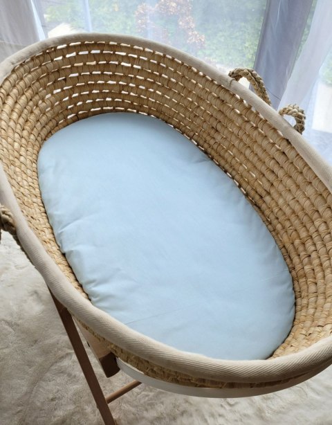 Prześcieradło bawełniane do wózka gondoli kosza Mojżesza Boho 75x35 cm - niebieskie