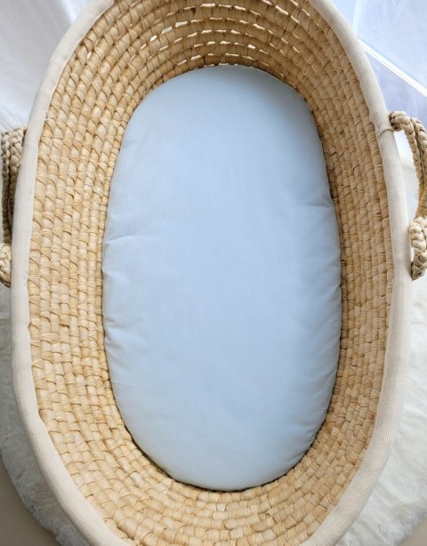 Prześcieradło bawełniane do wózka gondoli kosza Mojżesza Boho 75x35 cm - niebieskie