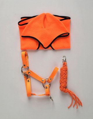 Uwiąz dla konia Hobby Horse pleciony ze sznurka - neon orange