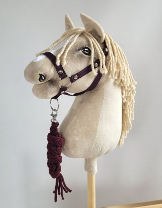 Uwiąz dla konia Hobby Horse pleciony ze sznurka - śliwkowy