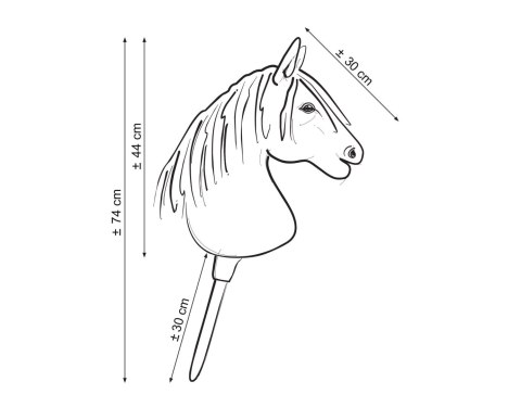 Hobby Horse Duży koń na kiju Premium - tarantowaty biało-brązowy z czarną grzywą A3