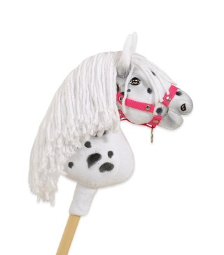 Hobby Horse Średni koń na kiju Premium biały tarantowaty A4