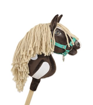 Hobby Horse Średni koń na kiju Premium ciemnobrązowy western ciemnogniady z jasną grzywą A4