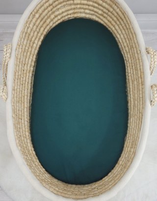 Prześcieradło bawełniane do wózka gondoli kosza Mojżesza Boho 75x35 cm - butelkowa zieleń