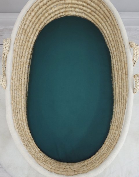 Prześcieradło bawełniane do wózka gondoli kosza Mojżesza Boho 75x35 cm - butelkowa zieleń