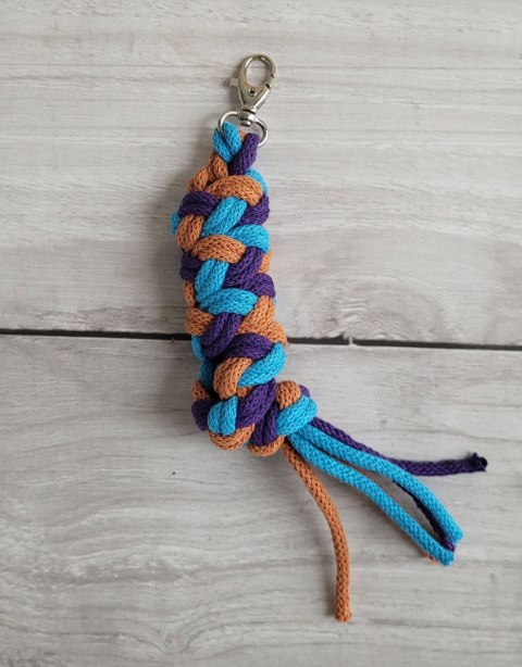 Uwiąz dla konia Hobby Horse pleciony ze sznurka - ciemny fiolet/ turkus/ terracota