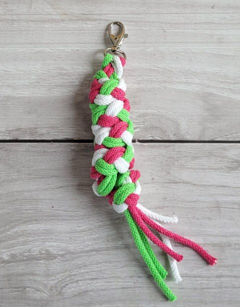 Uwiąz dla konia Hobby Horse pleciony ze sznurka - ciemny róż/ jasny zielony/ biały