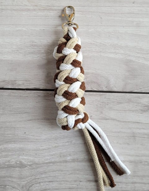 Uwiąz dla konia Hobby Horse pleciony ze sznurka - jasny beż/ brąz/ biały
