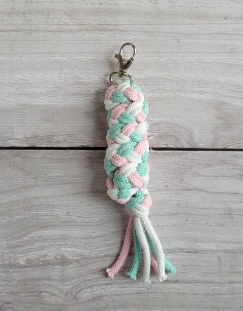 Uwiąz dla konia Hobby Horse pleciony ze sznurka - jasny róż/ mięta/ biały