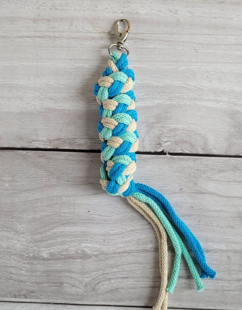 Uwiąz dla konia Hobby Horse pleciony ze sznurka - mięta/ turkus/ jasny beż