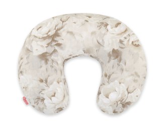 Poduszka rogal do karmienia fasolka + zdejmowana poszewka - Peonies beige