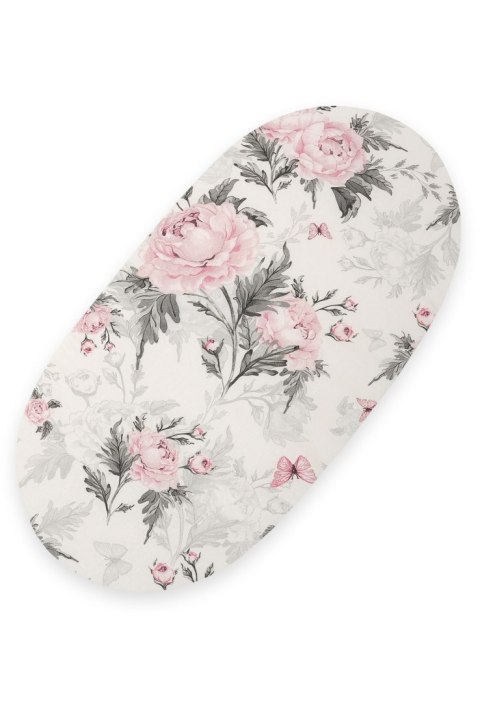 Prześcieradło bawełniane do wózka gondoli kosza Mojżesza Boho 75x35 cm - Romantic peonies