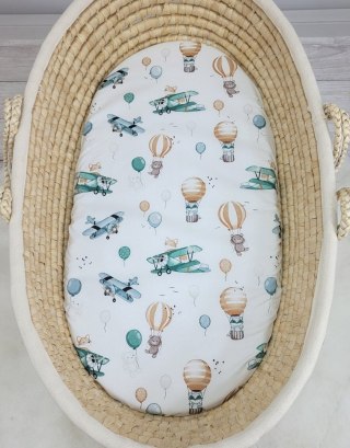 Prześcieradło bawełniane do wózka gondoli kosza Mojżesza Boho 75x35 cm - Sky adventure