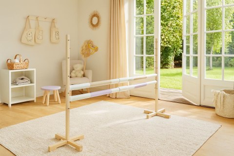 Przeszkoda skokowa do Hobby Horse 160cm, h-120 cm, dwie belki - beżowa i jasny fiolet