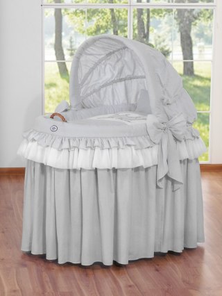 Kosz Mojżesza wiklinowy ze składaną budką - Little Princess szary