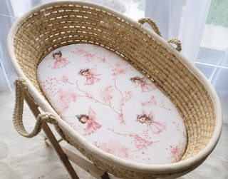 Prześcieradło bawełniane do wózka gondoli kosza Mojżesza Boho 75x35 cm - Blossom Fairies