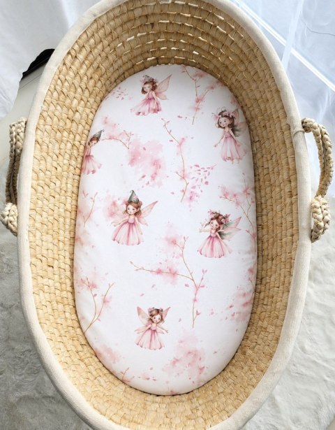 Prześcieradło bawełniane do wózka gondoli kosza Mojżesza Boho 75x35 cm - Blossom Fairies