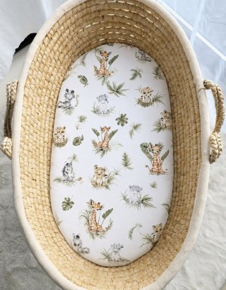 Prześcieradło bawełniane do wózka gondoli kosza Mojżesza Boho 75x35 cm - Little Safari