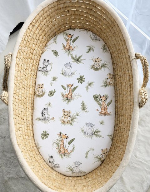 Prześcieradło bawełniane do wózka gondoli kosza Mojżesza Boho 75x35 cm - Little Safari