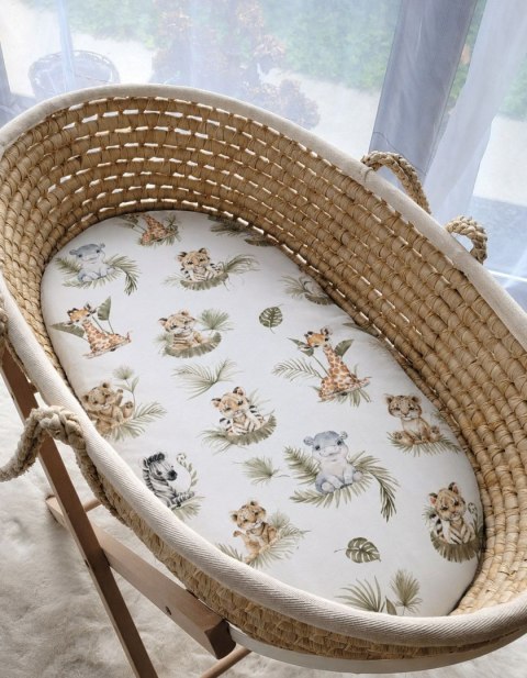 Prześcieradło bawełniane do wózka gondoli kosza Mojżesza Boho 75x35 cm - Little Safari