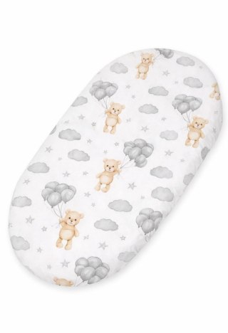 Prześcieradło bawełniane do wózka gondoli kosza Mojżesza Boho 75x35 cm - Miś z balonikami