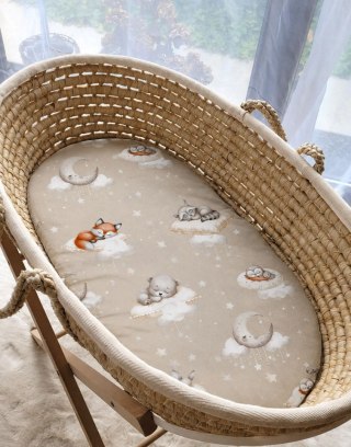 Prześcieradło bawełniane do wózka gondoli kosza Mojżesza Boho 75x35 cm - Twinkle Woodland
