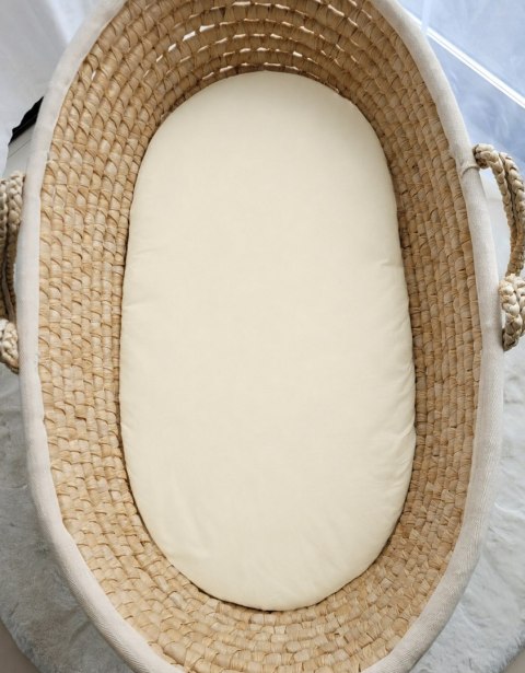 Prześcieradło bawełniane do wózka gondoli kosza Mojżesza Boho 75x35 cm - łączka różowa