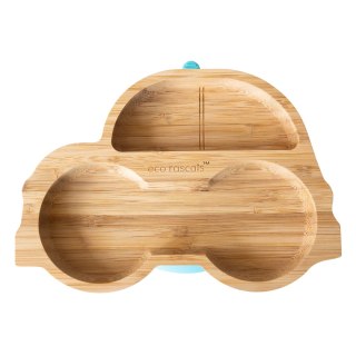 ECORASCALS Talerzyk bambusowy Autko niebieska z przyssawką
