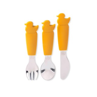 ECORASCALS Zestaw sztućców kaczuszka MUSTARD