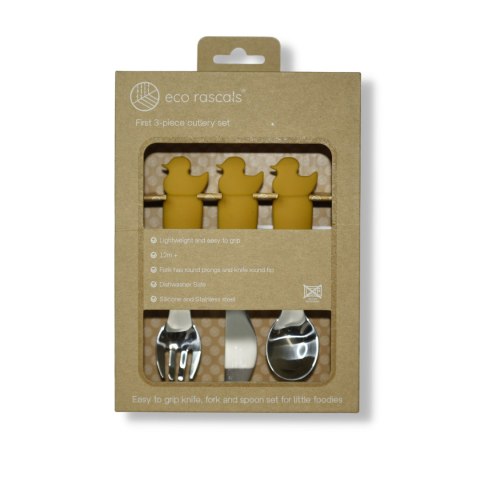 ECORASCALS Zestaw sztućców kaczuszka MUSTARD
