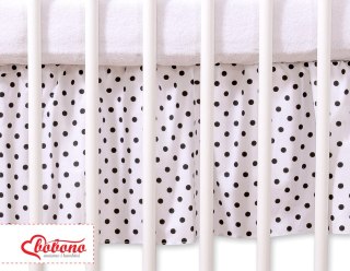 Falbanka maskująca do łóżeczka 120x60cm - czarne grochy na białym tle