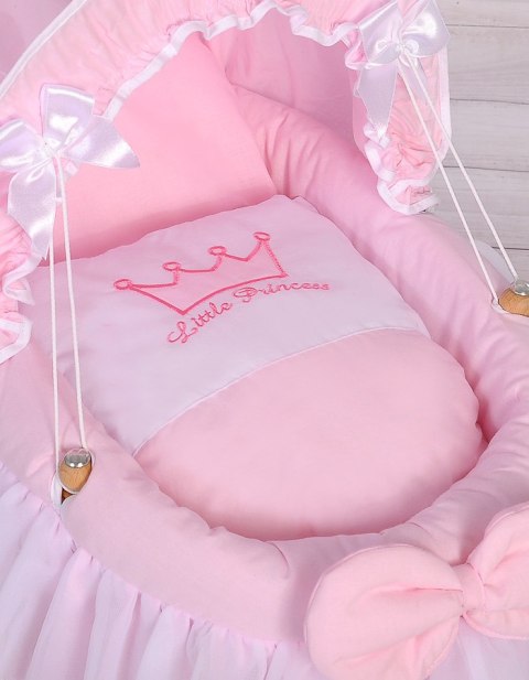 Wózek dla lalek Kosz Mojżesza dla lalek z budką LITTLE PRINCESS różowy
