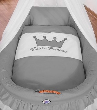 Kosz Mojżesza wiklinowy z baldachimem - Little Prince antracyt