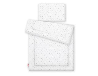 Komplet pościeli dla dzieci z wypełnieniem 120x90cm - mini gwiazdki szare na białym tle