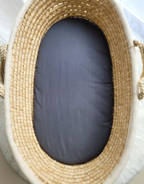 Prześcieradło bawełniane do wózka gondoli kosza Mojżesza Boho 75x35 cm - antracyt