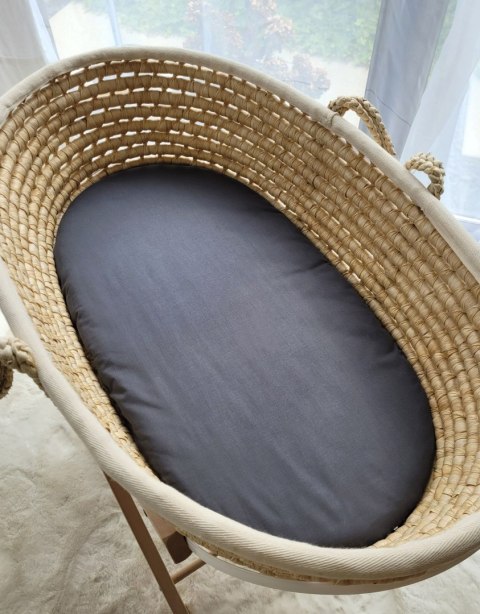 Prześcieradło bawełniane do wózka gondoli kosza Mojżesza Boho 75x35 cm - antracyt