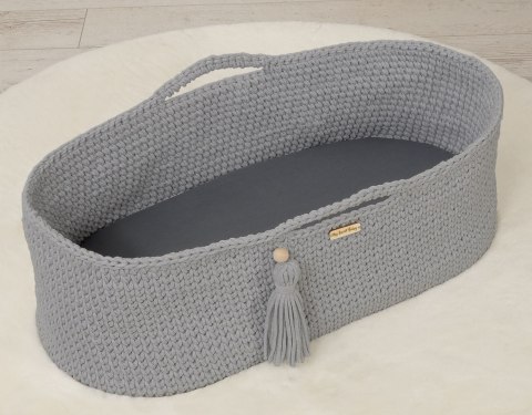 Prześcieradło bawełniane do wózka gondoli kosza Mojżesza Boho 75x35 cm - antracyt