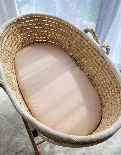 Prześcieradło bawełniane do wózka gondoli kosza Mojżesza Boho 75x35 cm - beżowe