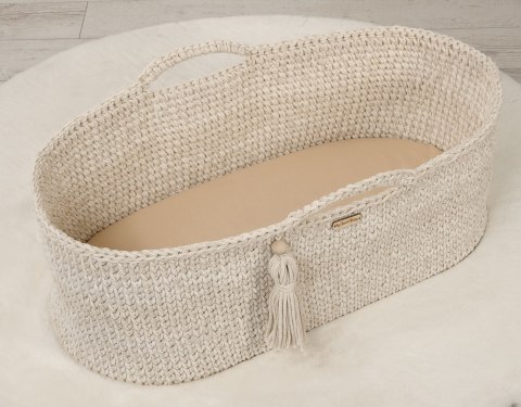 Prześcieradło bawełniane do wózka gondoli kosza Mojżesza Boho 75x35 cm - beżowe